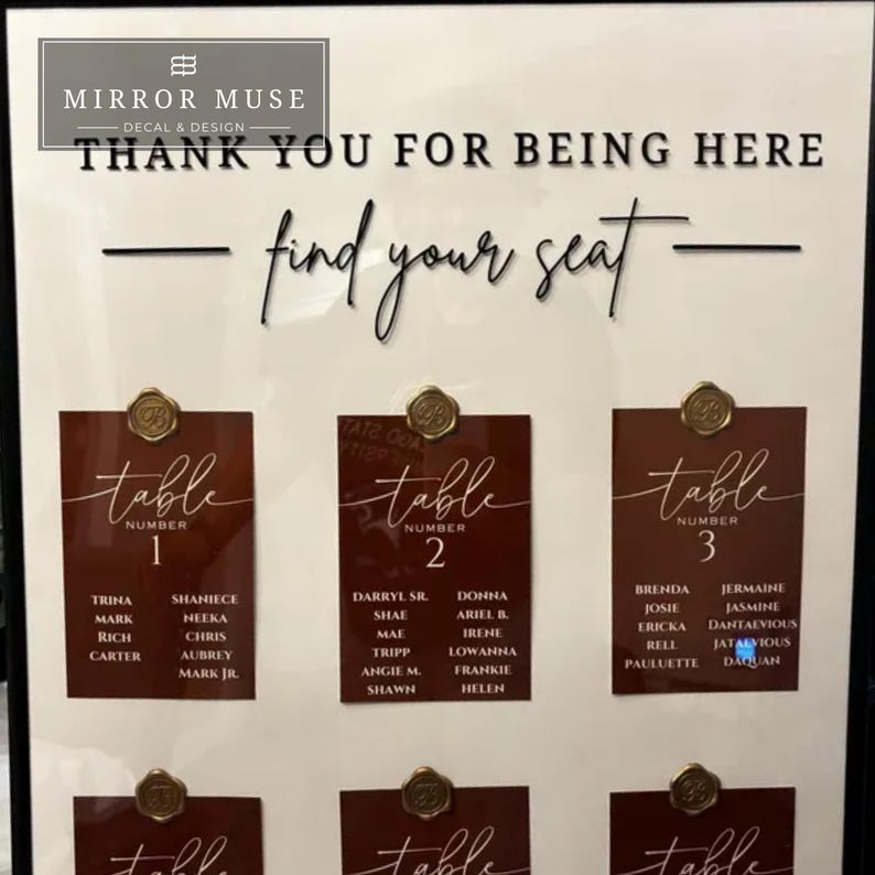 Seating Chart Sign - Wedding Mirror Decal - Our Favorite People image 13
