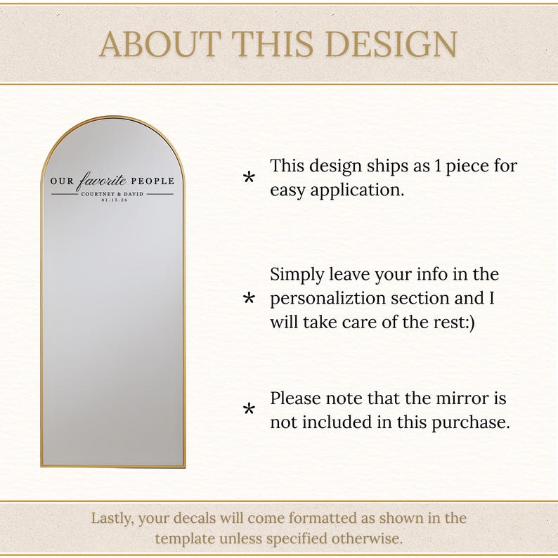 Seating Chart Sign - Wedding Mirror Decal - Our Favorite People image 2