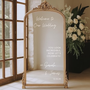 Personalized Wedding Mirror Decal: Welcome Sign