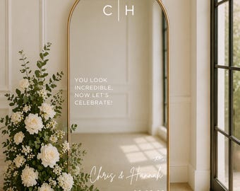 Custom Wedding Mirror Decal: Personalized Names & Date