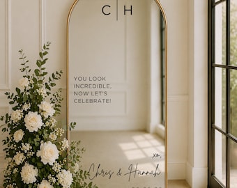 Custom Wedding Mirror Decal: Personalized Names & Date