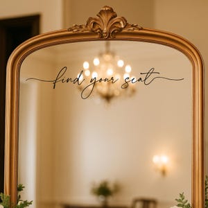 Wedding Mirror Decal: &quot;Find Your Seat&quot; Personalized Seating Chart Vinyl