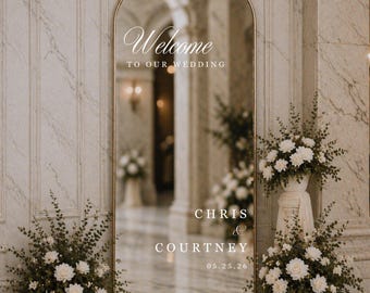 Custom Wedding Mirror Decal: Personalized Names & Date