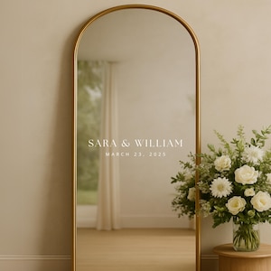 Custom Wedding Mirror Decal – Elegant Name & Date Vinyl Sticker for Ceremony Welcome Sign, Personalized Wedding Decor