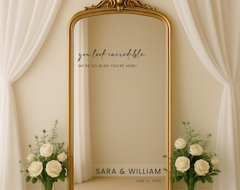Wedding Mirror Decal: Personalized Guest Greeting Vinyl