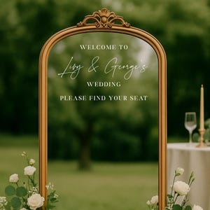 Custom Wedding Seating Chart Vinyl Decal – Personalized Mirror Welcome Sign with Your Names