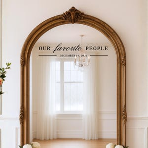 Calcomanía de espejo para boda con plano de asientos y fecha de boda personalizada