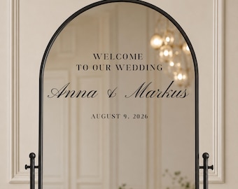 Personalized Wedding Mirror Decal: Elegant Vinyl Welcome Sign