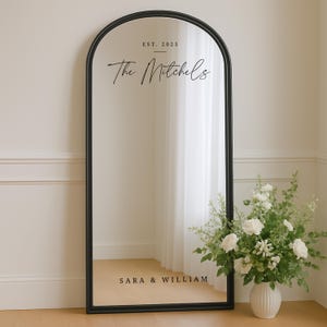 Custom Wedding Mirror Decal: Elegant Family Name Sign