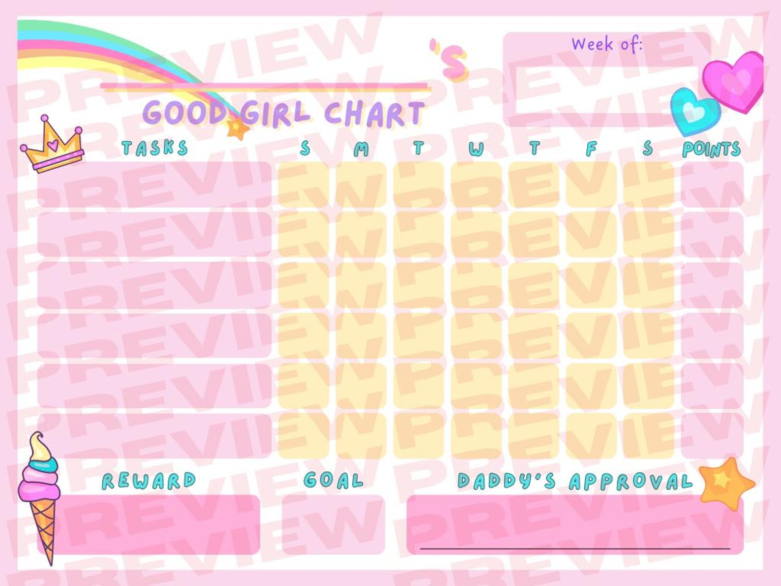 Sticker Chart - Good Girl (11"x8.5") - Etsy