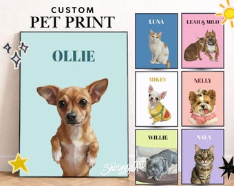 DIGITAL Custom Minimalistic Pet Portrait with Oil Painting style filter