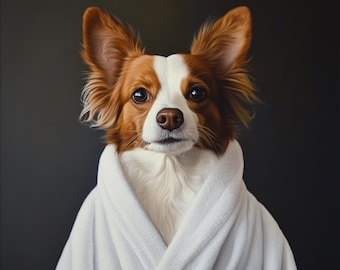 Custom Pet Portrait: Funny Dog in Robe Art (Digital) Gift for pet lovers, Funny gift, Halloween gift