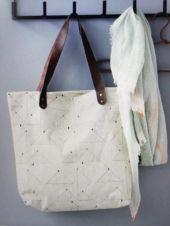 Danish Modern Abstract Grid Tote Bag: Large Geome… - image 3
