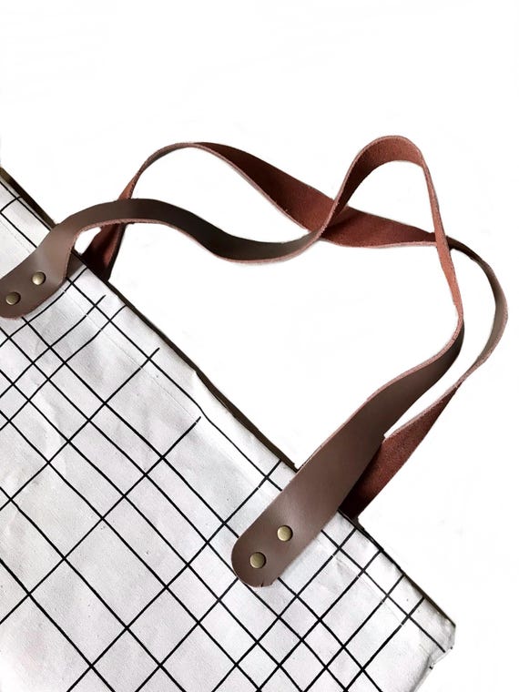 Danish Modern Abstract Grid Tote Bag: Large Geome… - image 2