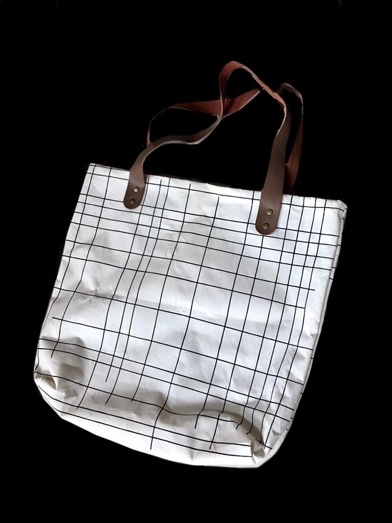 Danish Modern Abstract Grid Tote Bag: Large Geome… - image 1