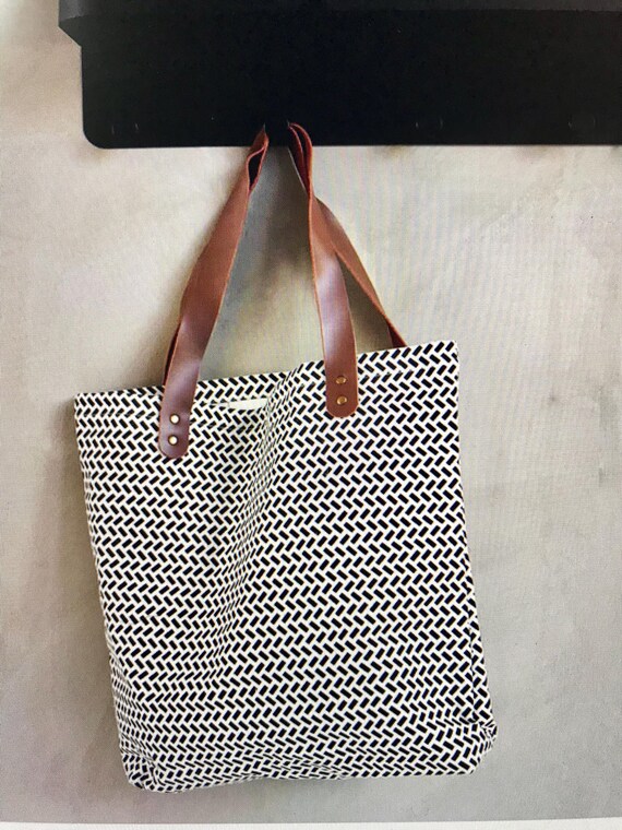 Danish Modern Abstract Grid Tote Bag: Large Geome… - image 6