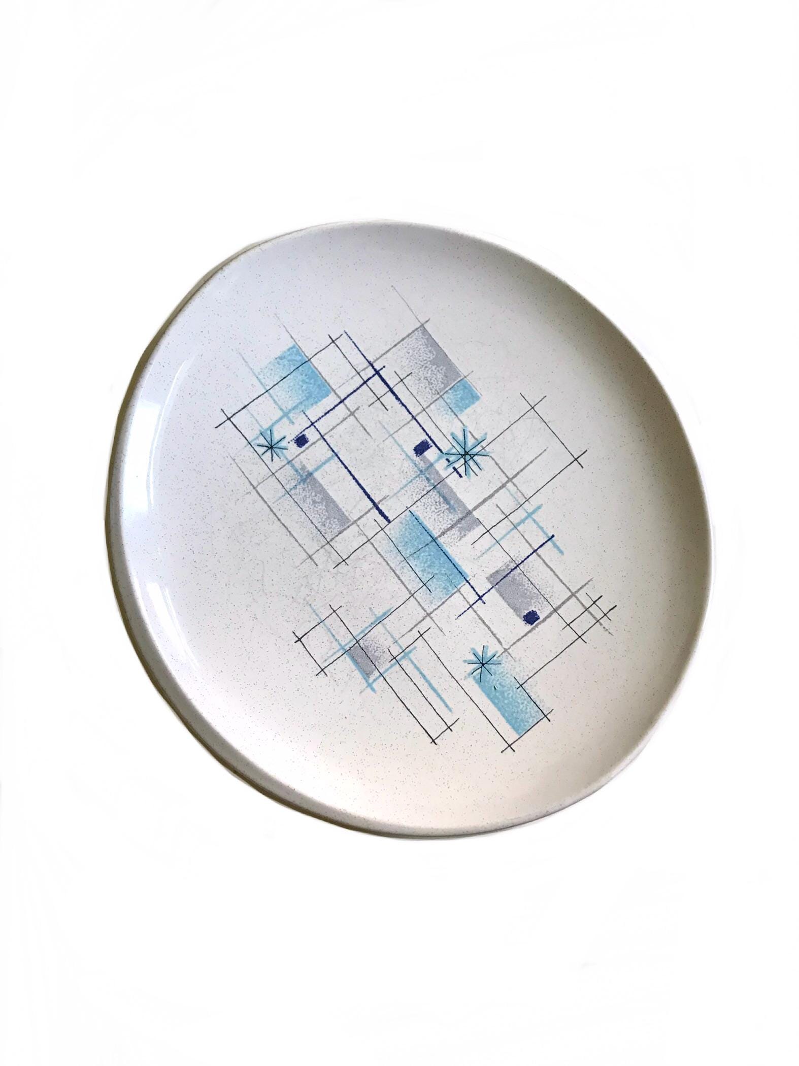 vintage 1950s Franciscan Oasis Pattern ceramic abstract plate / mid century starburst serving dinnerware / 50s California Gladding-McBean