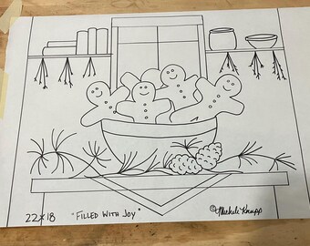 Original Rug Hooking Pattern: "Filled With Joy"