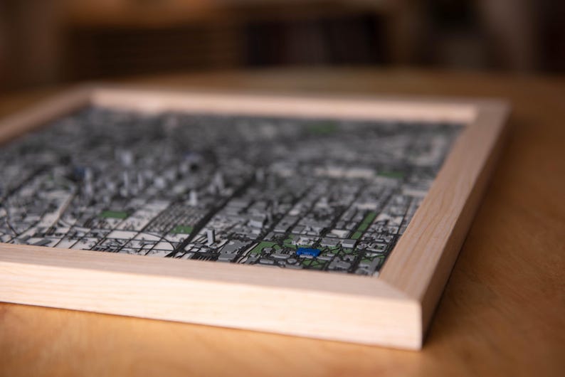 City Map Frame Custom 3D City Map | Any Address Worldwide | Highlighted Buildings ...