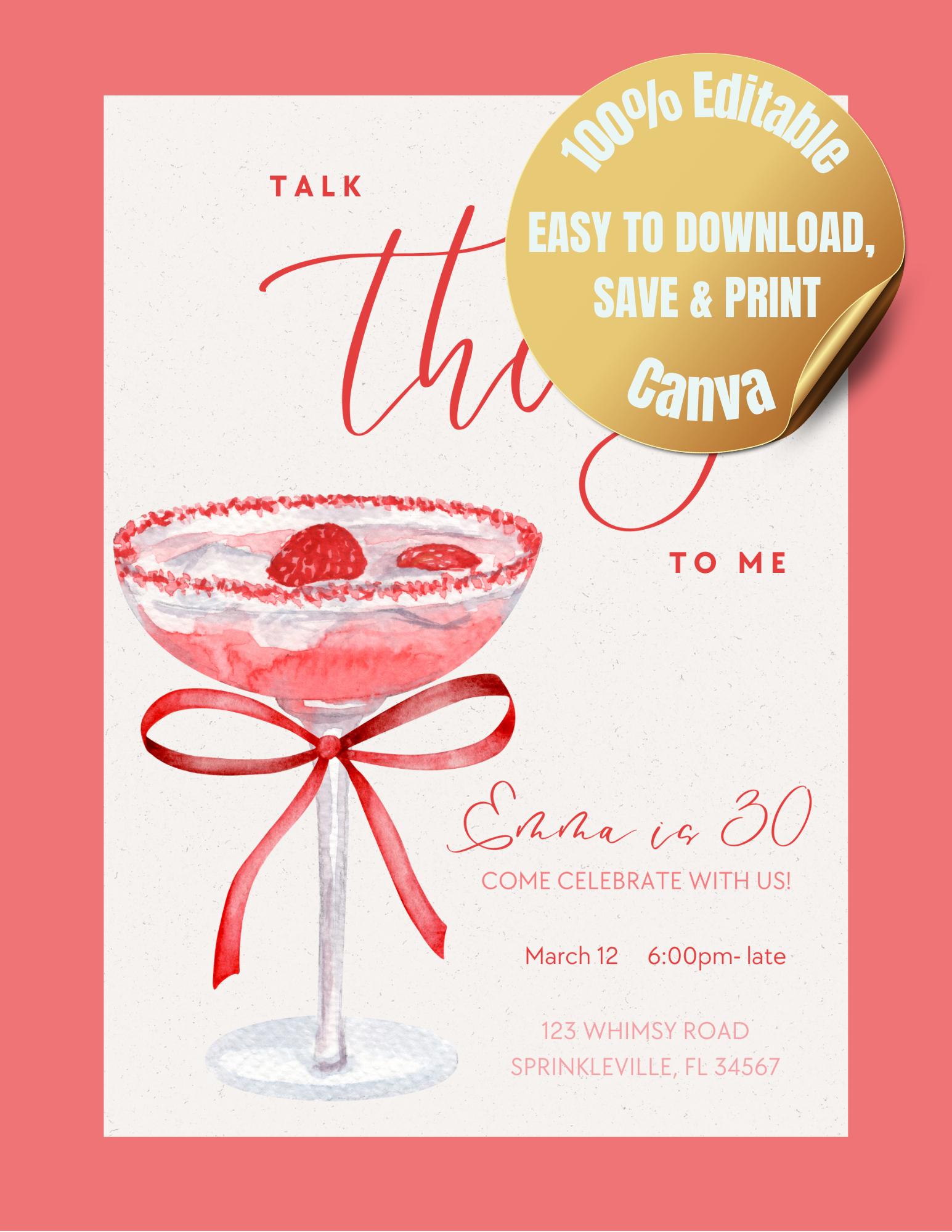 Safetalk Invitations Talk Thirty to Me Invitation: Modern Birthday Template (digital File ...