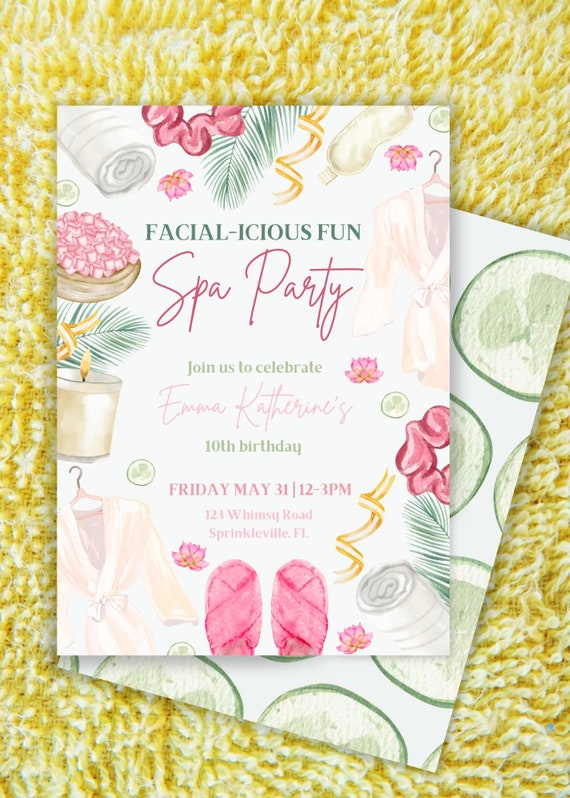 Editable Spa Party Invitation: Glam Birthday Invite (Digital File)