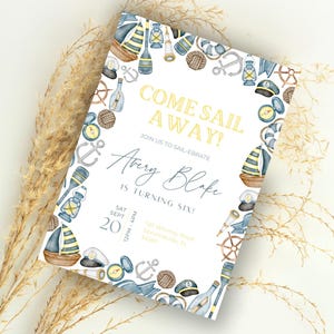 Nautical Sailboat Birthday Invitation: Editable Party Template (Digital Download)