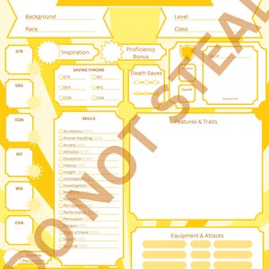 Sun Themed Dnd Character Sheet