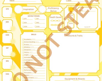 Sun Themed Dnd Character Sheet