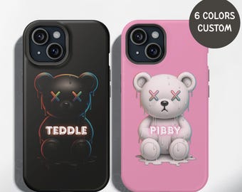 Kawaii Bear Phone Case, Cute Bear phone case, bear iPhone case, teddy bear iPhone, Teddy Phone Case, cute teddy couple matching phone case