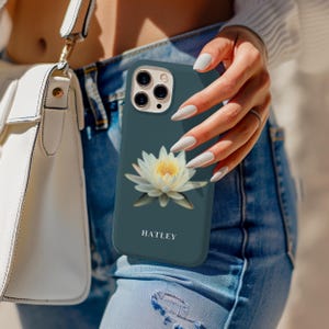 Floral Lotus Phone Case, Lotus Iphone Case, Lotus flower case, Samsung lotus case, Personalized name and initials flower iPhone Samsung case