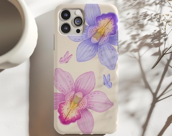 Orchid flower phone Personalized Name Phone Case, Personalized Initial Phone Case, orchid iphone case, orchid lover gift samsung flower gift