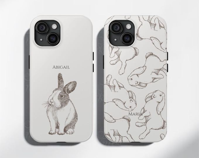Featured listing image: White Bunny Phone Case, bunny iPhone case, Bunny Lovers Gifts, Cute bunny case, Rabbit Iphone Case, Rabbit phone case, Gift for rabbit lover