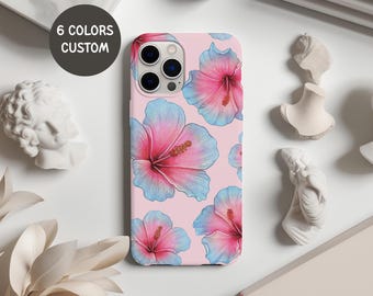 Pink Hibiscus Flower Phone Case, iphone hibiscus case, custom floral iphone, samsung case hibiscus, Flower Pattern Phone hibiscus lover gift