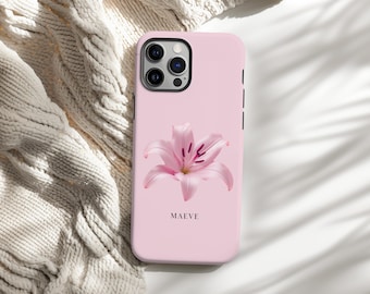 Pink Lily Phone Case lily iphone case Flower Tough Case Floral Slim Case iPhone 16 15 14 13 12 11 Pro Max Samsung S24 S23 S22 S21 S20 Ultra