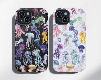 Jellyfish Phone Case sea life phone case sea lover phone case Personalized Name iPhone 16 15 14 13 12 11 X Pro, Custom tough and snap cases