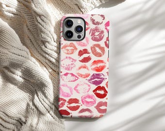 phone case lipstick coquette Phone case Kiss Phone Case kiss iphone case 16 15 14 13 12 11 X Pro Max Red Lips Phone Case Blush Pink Lips