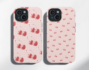 Cherry coquette phone case cherry print iphone retro cherry pattern iPhone 16 15 14 13 12 11 Pro Max Samsung S24 S23 S22 S21 S20 Plus Ultra