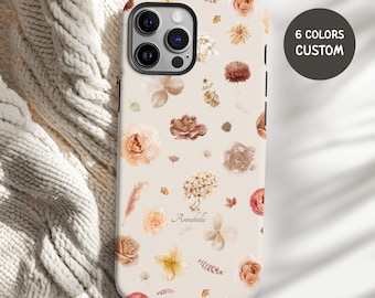 Cute Fall Flowers Phone Case for iPhone X - 17 Pro & Pro Max, Autumn Floral Aesthetic Cover, Protective Slim iPhone Case Tough Samsung case