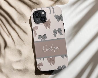 Personalized Coquette Bow ribbon phone case Aesthetic mobile phone case ribbon iphone case custom ribbon name Cute Phone Case Bow iPhoneCase