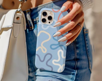 Funky Lines Phone Case, Personalized name and initials phone case for iPhone and Samsung Galaxy, 8 Color funky themes with your custom name