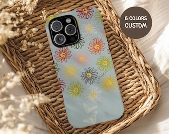 Daisy Personalized Phone Case, Retro Daisy Phone Case, Daisy iPhone case, daisy samsung case, daisy lovers gift daisy butterfly gift for her