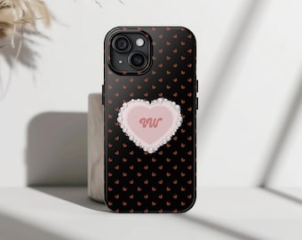 Pink Heart Phone Case 3D Heart phone case Tiny Heart Phone Case custom name phone custom initial phone case initial phone case pink iPhone16