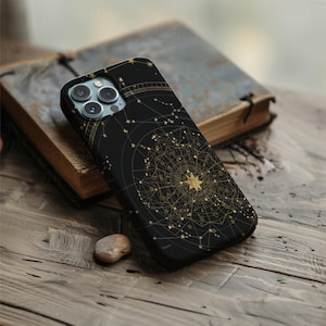 Telefoonhoesje sterrenkaart, iPhone-hoesje sterrenkaart, telefoonhoesje gouden ster, telefoonhoesje gouden maan, telefoonhoesje maankunst, telefoonhoesje maanster, telefooncadeau