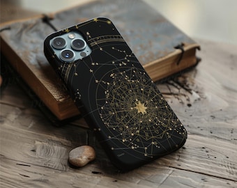 Star Map Phone Case, iPhone star map case, Gold Star Phone Case, gold moon phone case, moon art phone case, moon star phone case, phone gift