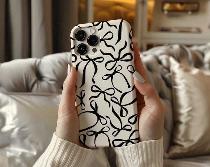 Featured listing image: Coquette ribbons phone case Aesthetic mobile phone case classic beauty phone case Beauty Iphone Case girly phone gift girly bow phone case