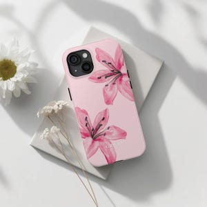 Étui pour téléphone Lys, cadeau pour téléphone Lys rose, housse de Lys pour téléphone, étui pour iphone Lys, étui à fleurs de Lys, cadeau Lily Lover, nom personnalisé sur le téléphone