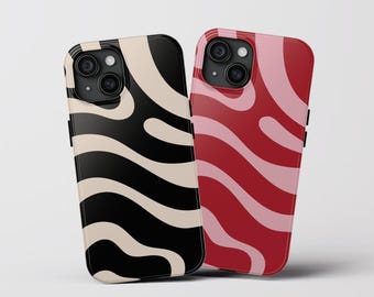 Abstract Wavy Case, wavy funky modern phone case, personalization optional phone case, Wavy Name iPhone, iphone 16 wavy case iPhone 15 Case