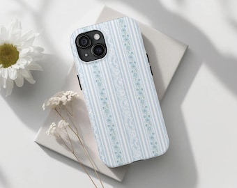 Coquette Lace Phone Case, Pink Coquette Pattern, baby blue iphone, Pink flower lace iPhone 16 15 14 13 12 11 Pro X Samsung Galaxy Phone Case