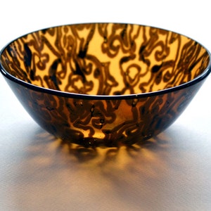 Amber Enamelled glass bowl