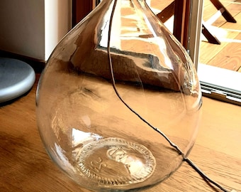 Lampe bouteille en verre, grand pied de lampe de table en verre, pied de lampe bouteille en verre